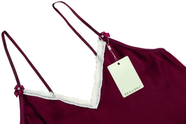 Sexy Ladies' V-neck Spaghetti Strap Satin Pajamas