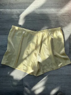 Silky Pale Yellow Pinstripe Sleep Shorts sz Medium