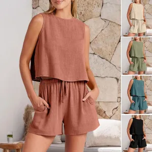 Sleeveless Top Shorts Two Piece Set