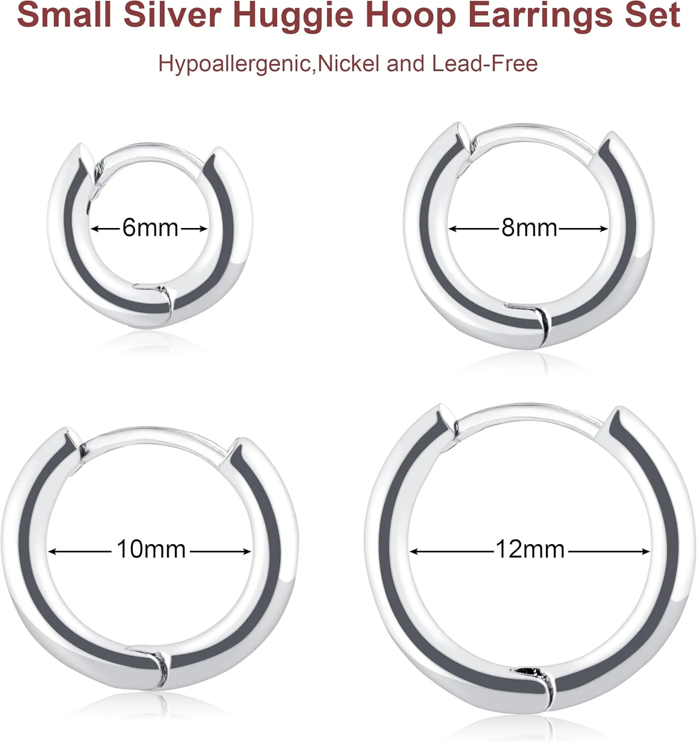 Small Gold Hoop Huggie Earrings Set for Women Non Tarnish 14K Gold Plated Lightweight Cartilage Earring Pack for Multiple Piercings for Sensitive Ears