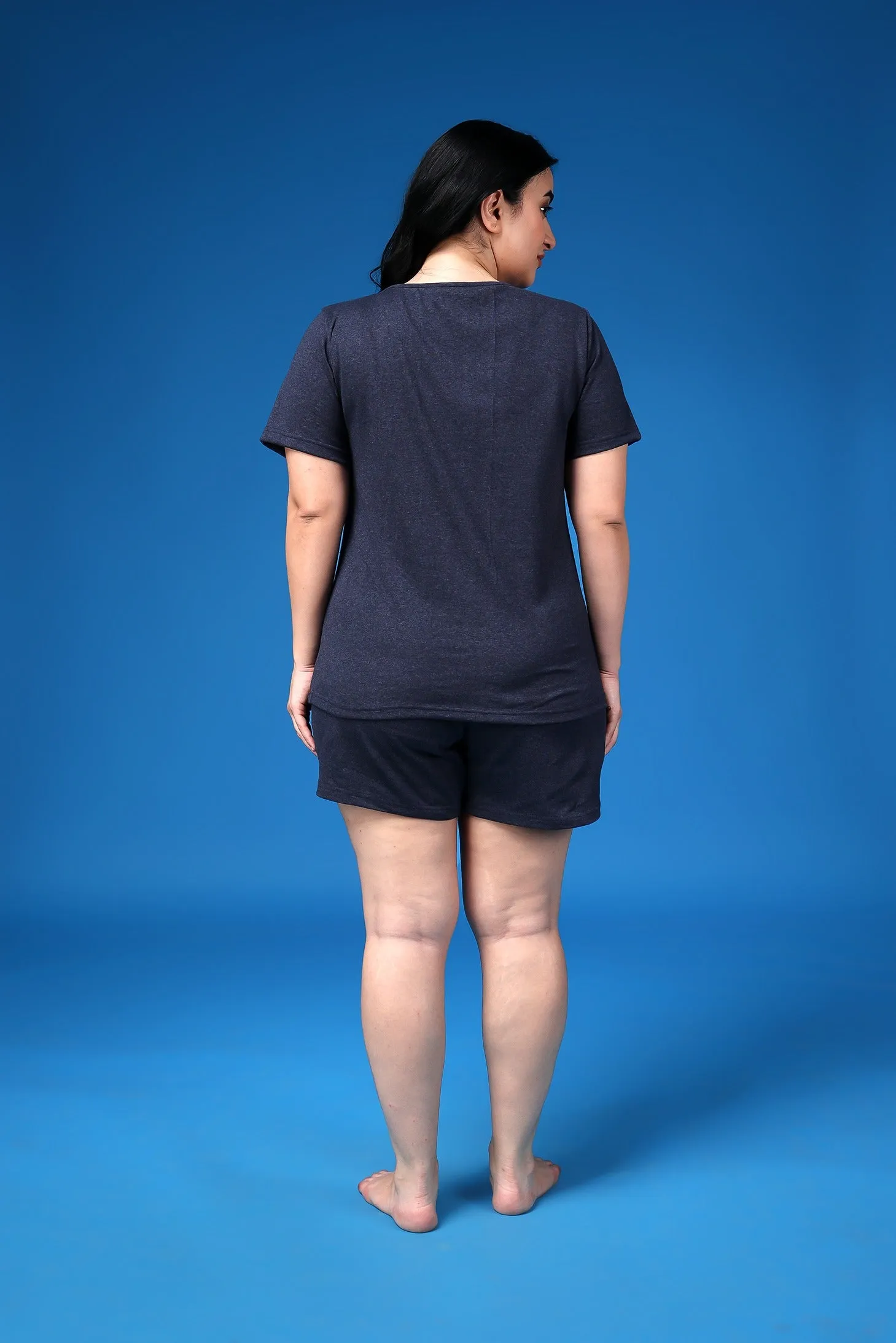 Solid Night Suit Set-Blue