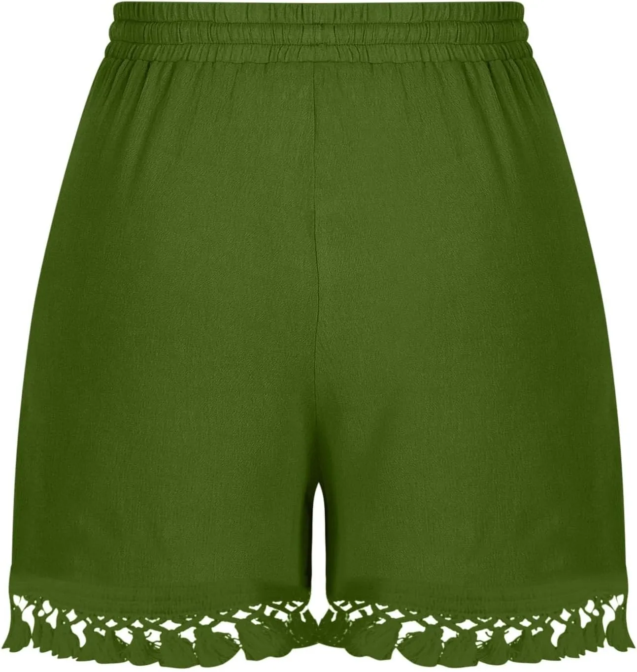 Summer Shorts for Women 2025 Trendy Casual Lace Hem Beach Shorts Plus Size Elastic High Waist Summer Wide Leg Short