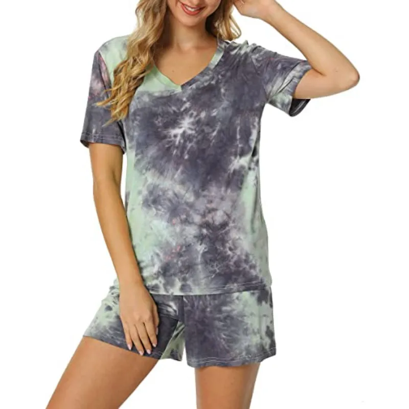 Tie-Dye Short Sleeve Women Nightwear