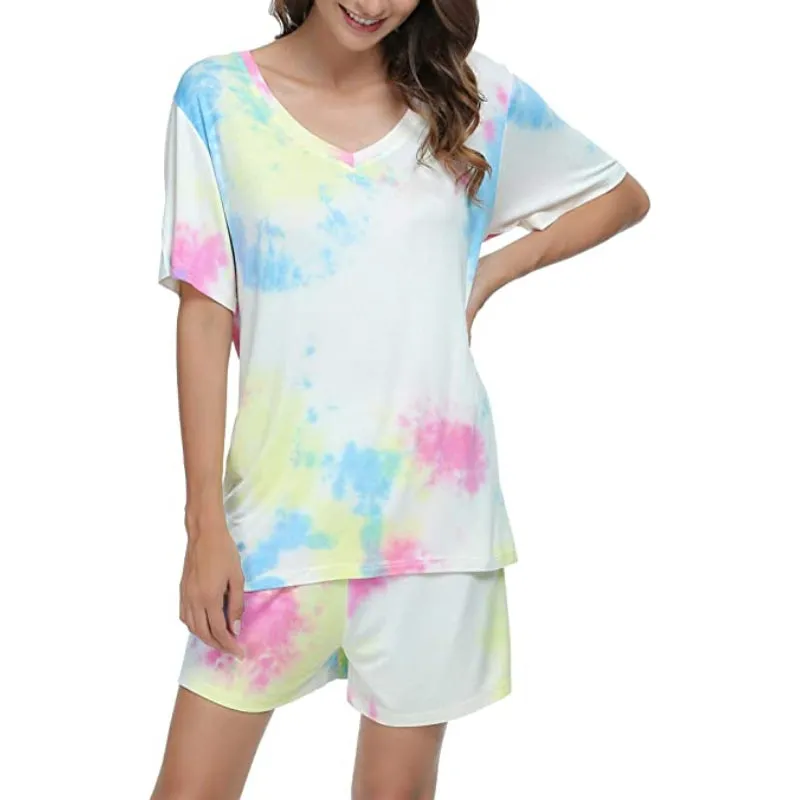 Tie-Dye Short Sleeve Women Nightwear