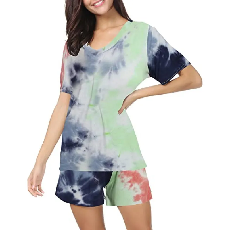 Tie-Dye Short Sleeve Women Nightwear