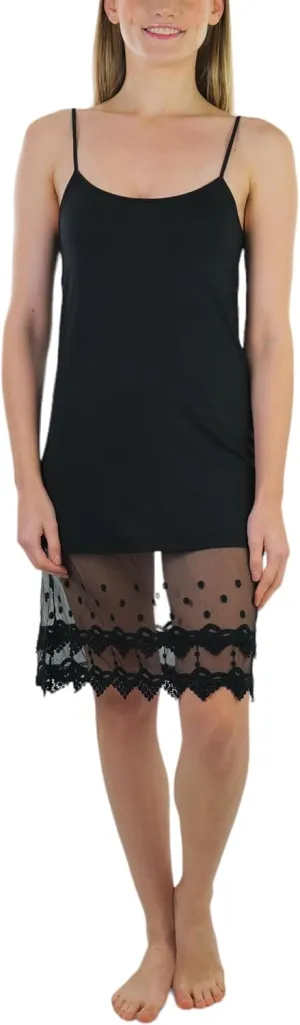 ToBeInStyle Women's Layering Lace Trimmed Midi Nightgowns Slip Dress