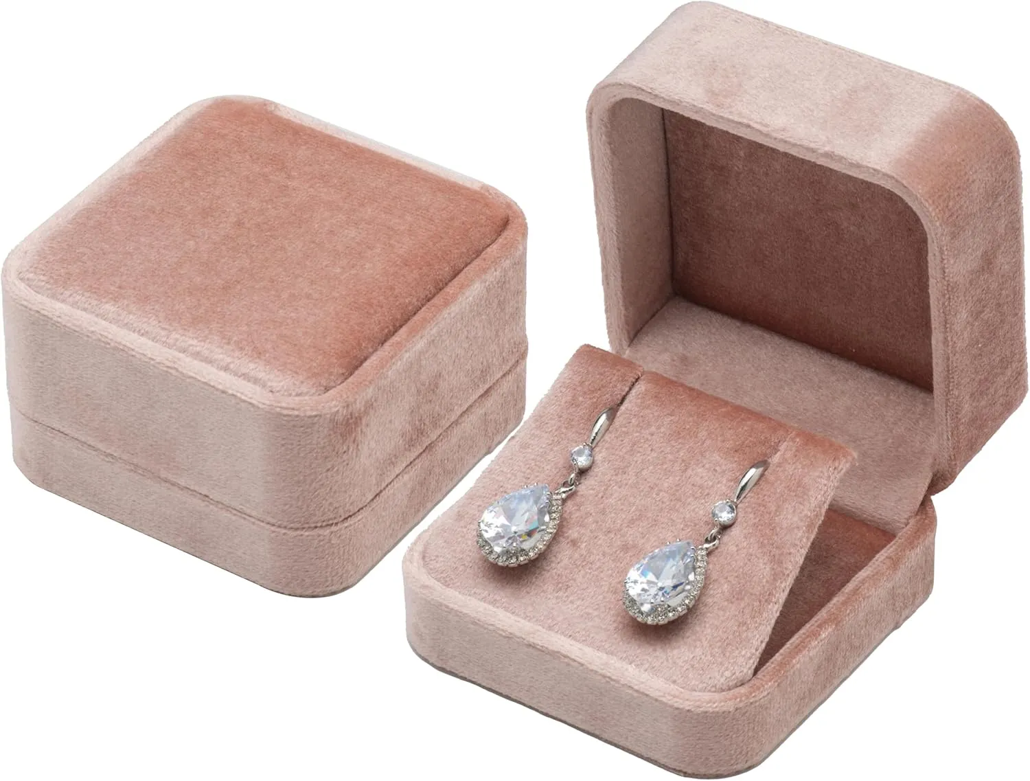 Velvet Earring Gift Boxes Jewelry Box (Blush Peach)