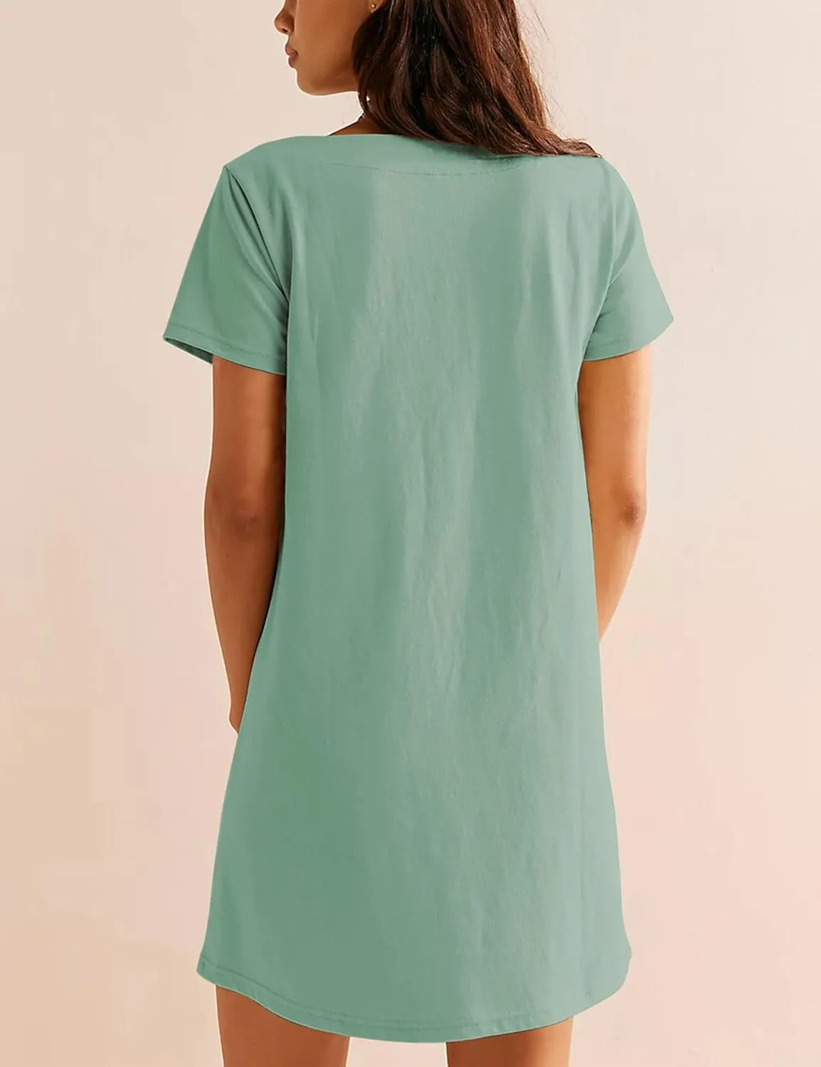 Wanzetaly Women's Green Casual Mini Dress with Square Neck, Short Sleeves, Pockets, Above Knee Length