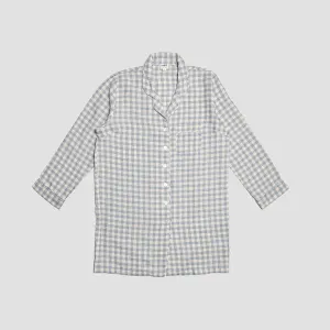 Warm Blue Gingham Linen Nightshirt