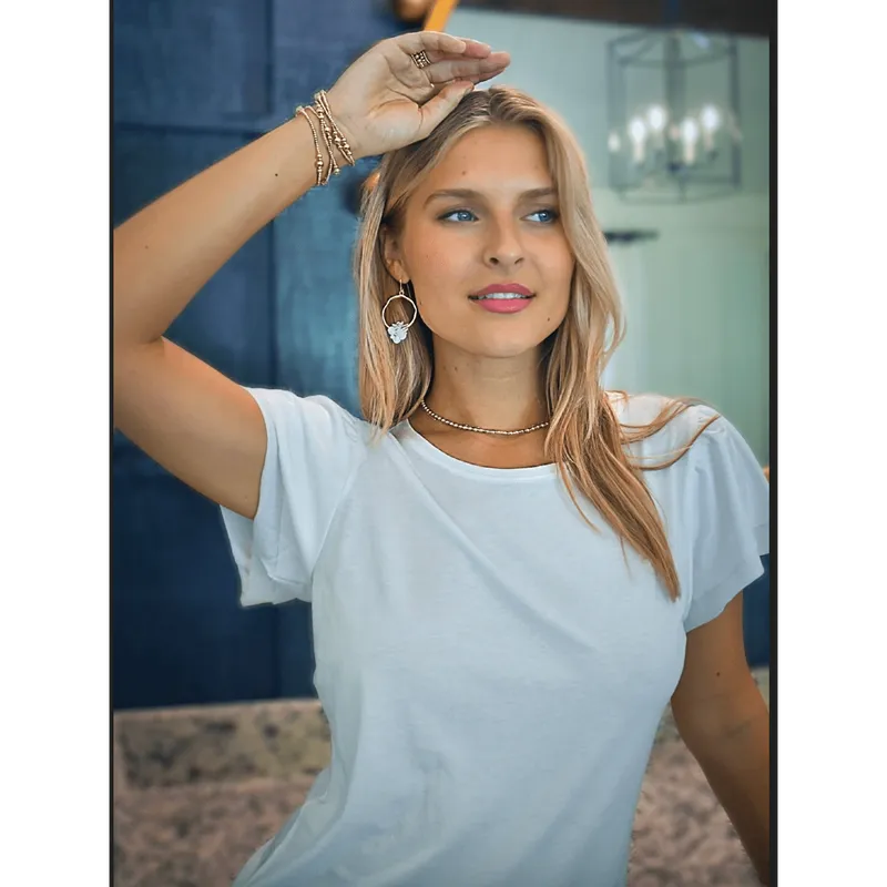 White Flutter Tee