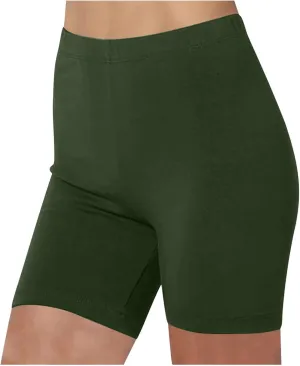 Women's Basic Stretch Soft Cotton Shorts Summer Gym Biker Shorts Workout Running Athletic Cycling Biker Leggings