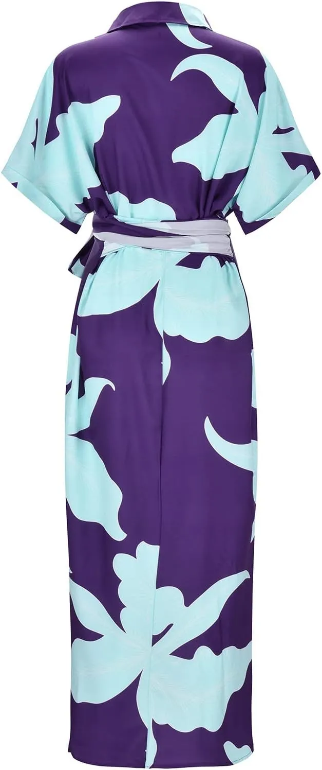 Women's Fashionable and Comfortable High Waist Temperament Printed V Neck Casual Dress Casual Skirts for Women