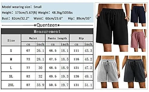 Women's Soft Knit Bermuda Shorts, Elastic Waist Lounge, Sleep, Workout Pants Bottoms  (14 colors)