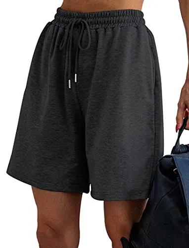 Women's Soft Knit Bermuda Shorts, Elastic Waist Lounge, Sleep, Workout Pants Bottoms  (14 colors)