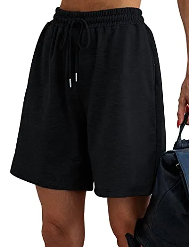 Women's Soft Knit Bermuda Shorts, Elastic Waist Lounge, Sleep, Workout Pants Bottoms  (14 colors)